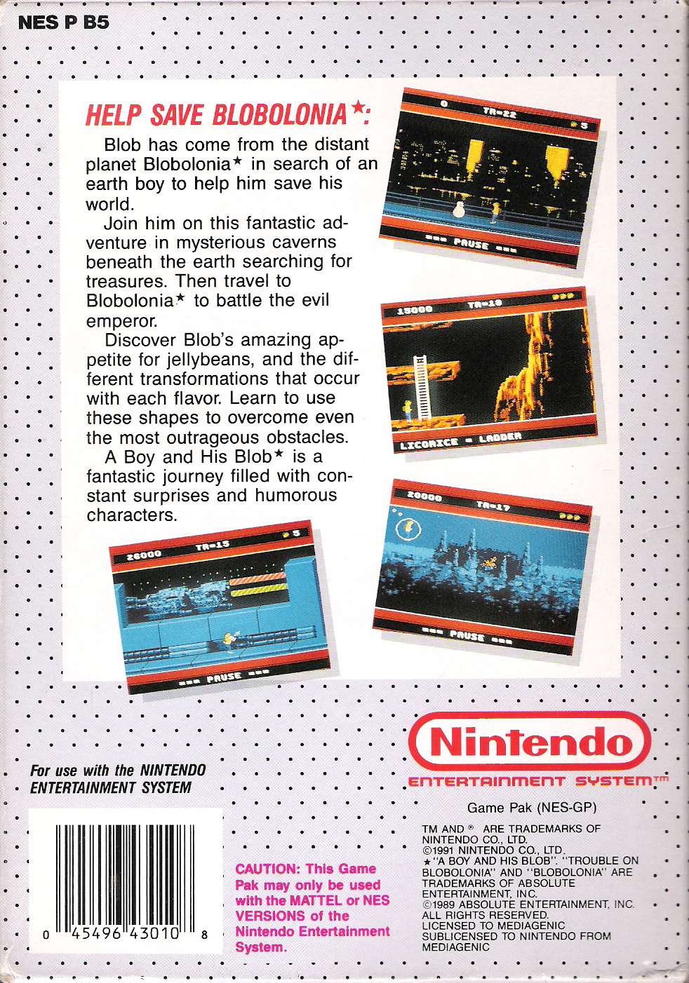 Bmh Computers Gamers Paradise Nintendo Entertainment System Games A Boy And His Blob Trouble On Blobolonia